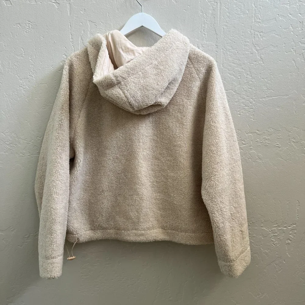 Vince $425 Cream Sherpa Oversized Hooded Pullover Jacket - Picture 8 of 10